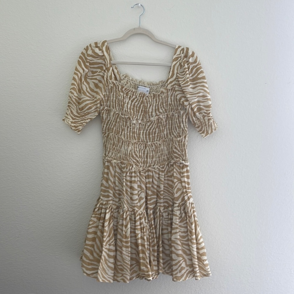 Animal Print Distressed Ruffle Dress